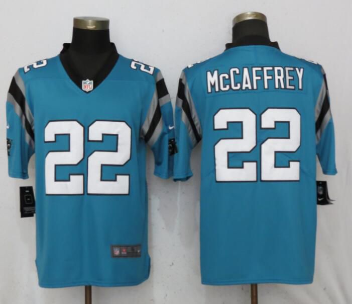 Men Carolina Panthers #22 McCaffrey Blue Nike Vapor Untouchable Limited Playe NFL Jerseys